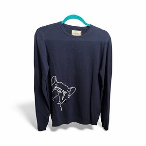 Navy cashmere Sweater with frenchie Design